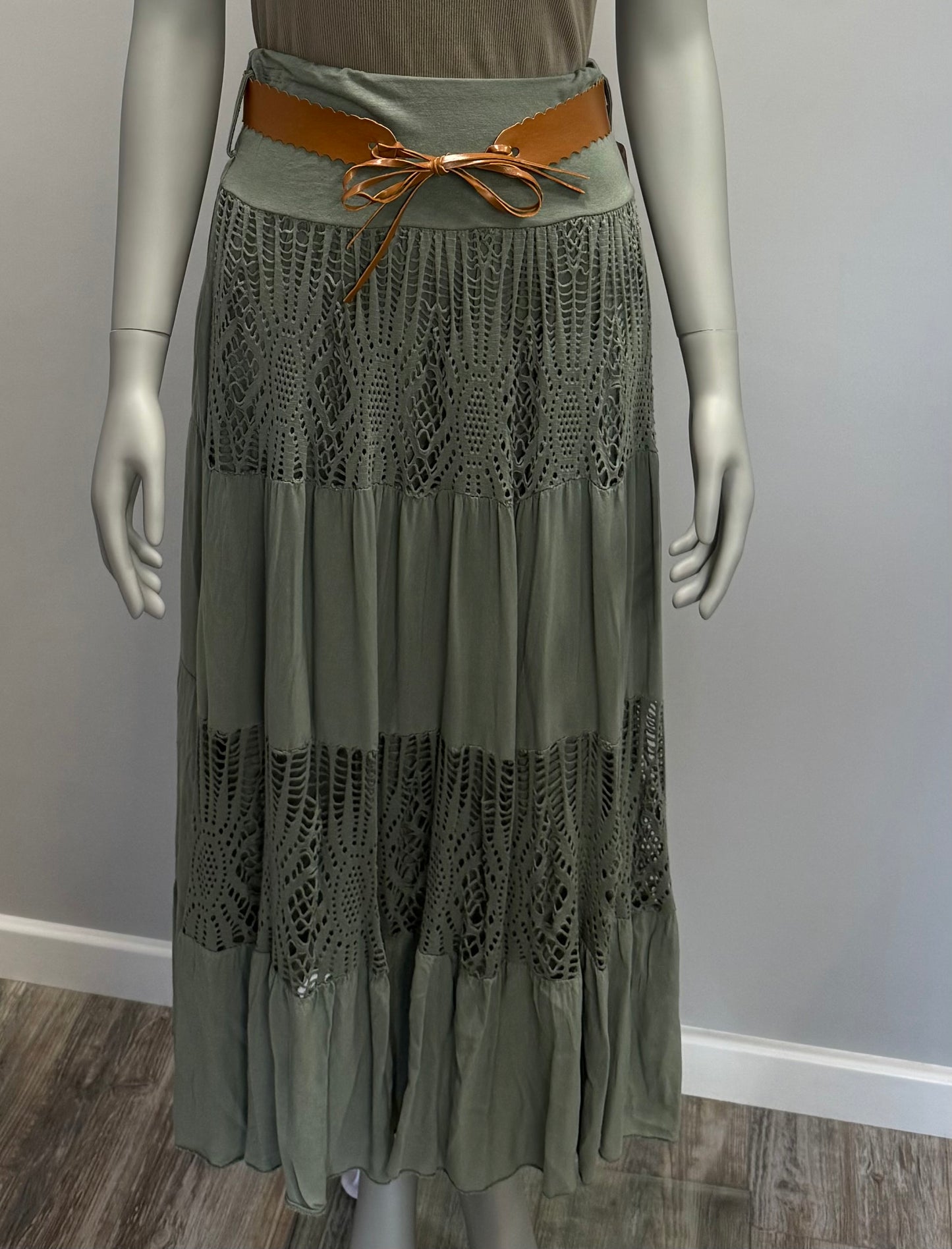 Esmeralda Gypsy Tiered Crochet Maxi Skirt