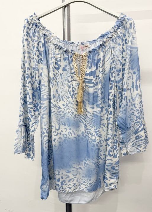 Plus Size Italian Animal Print Bardot Blouse