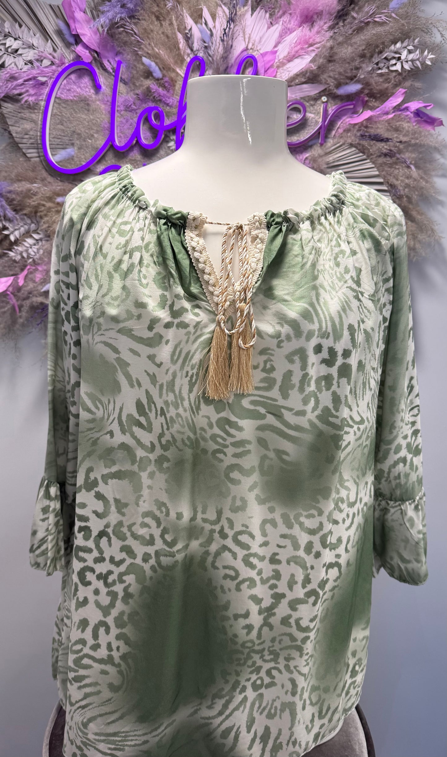 Plus Size Italian Animal Print Bardot Blouse