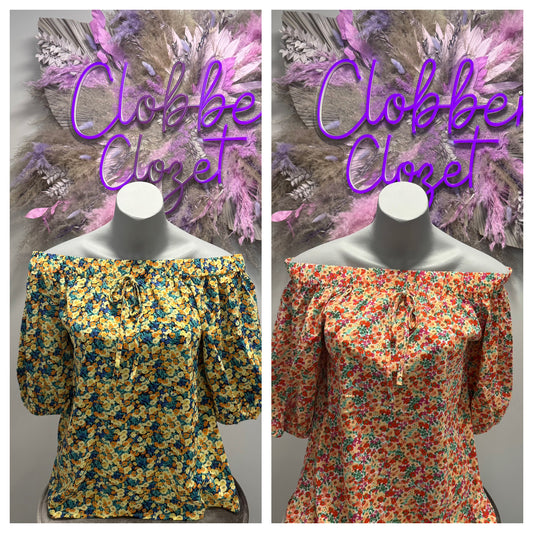 Debbie Ditsy Floral Bardot Top