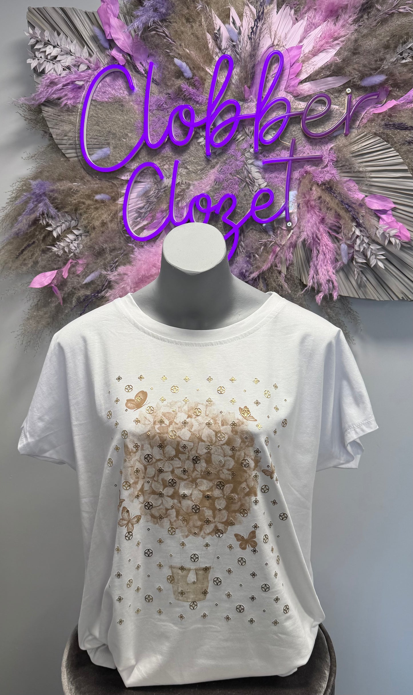 Butterfly Hot Air Balloon Cotton T-shirt Top