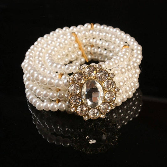 Crystal sparkle oval buckle starchy belt in Ivory