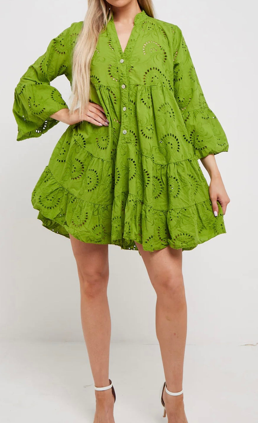 Simone Broderie Anglaise Mini Smock Dress