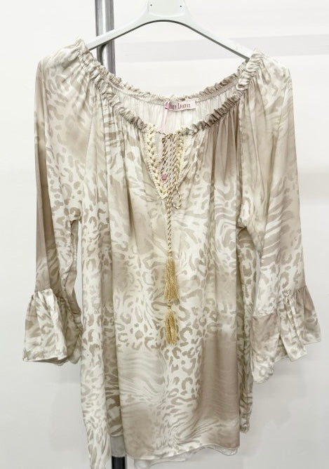 Plus Size Italian Animal Print Bardot Blouse