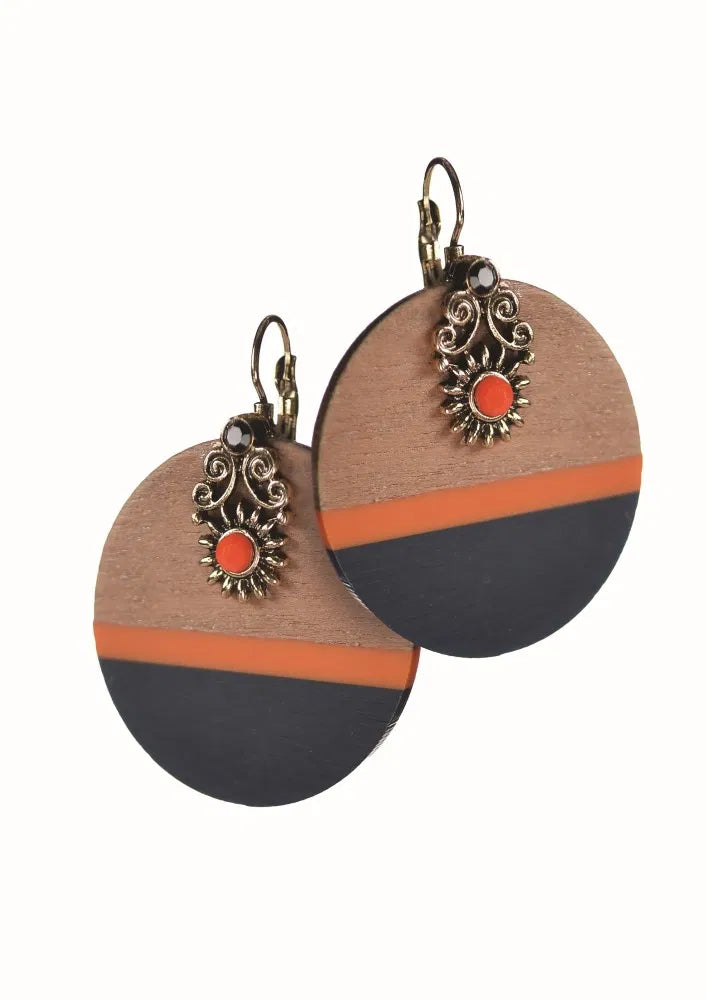 Gallery Discs Earrings - Cocoa/Tangerine/Noir