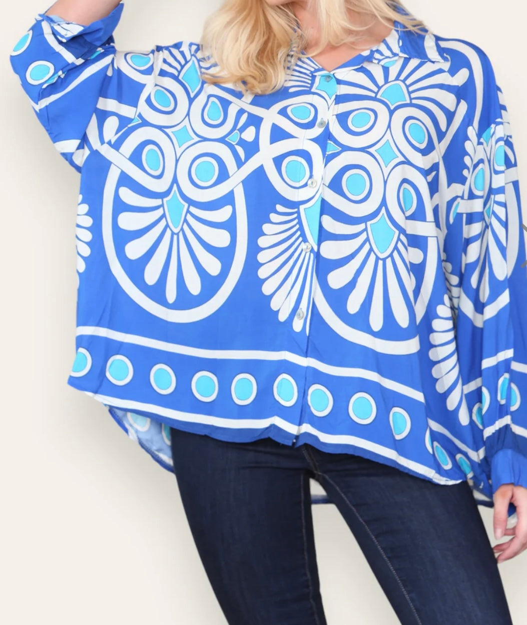 Lana - Italian Patterned Oversized Shirt