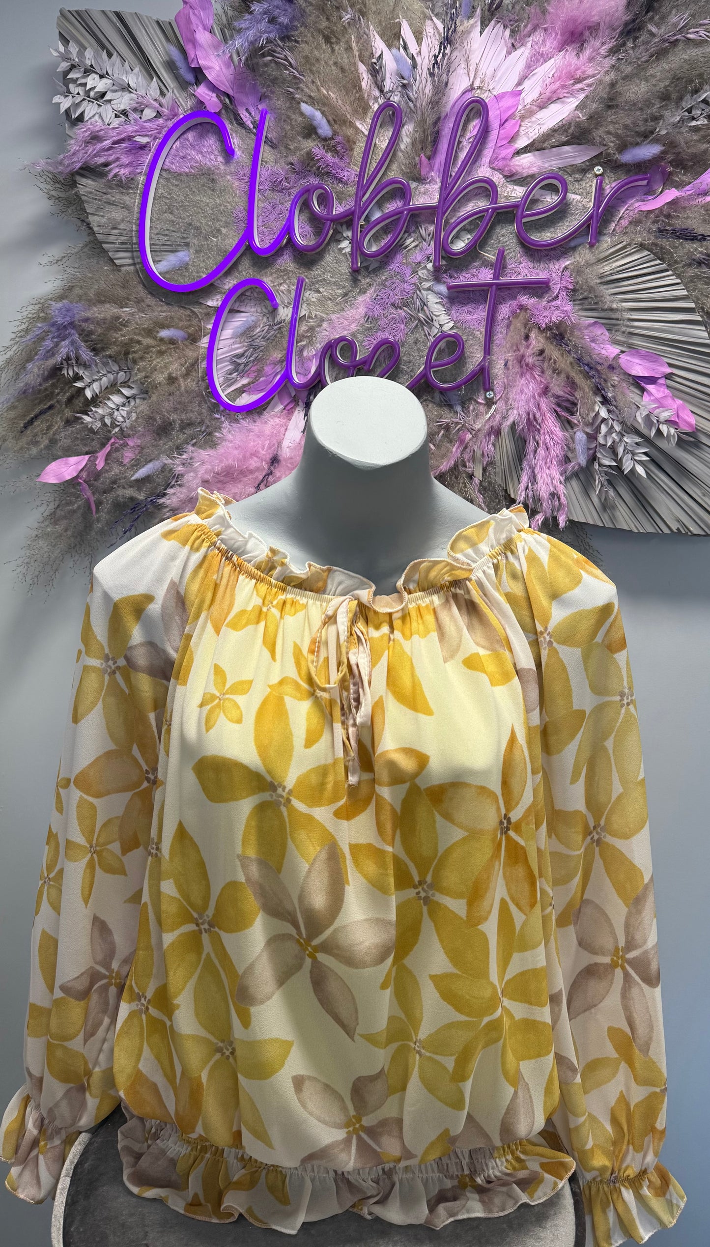 Floral Bardot Ruffle Blouse