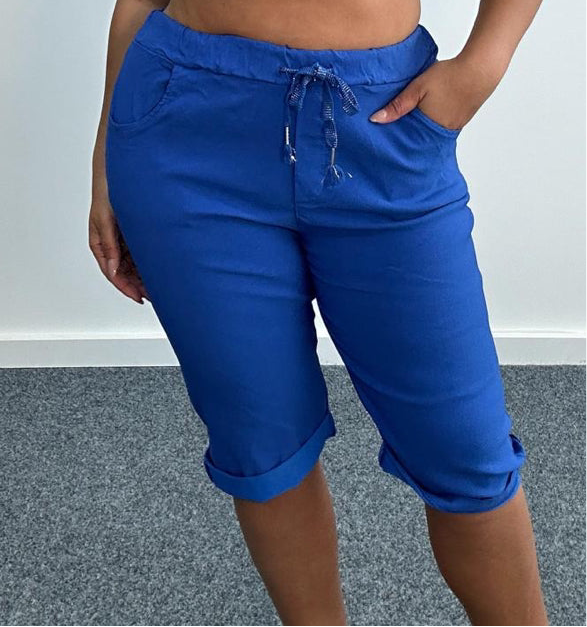 Plus Size Lightweight Shorts Drawstring Waist with Pockets