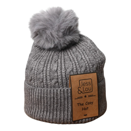 Jess & Lou Charcoal Cable Bobble Hat