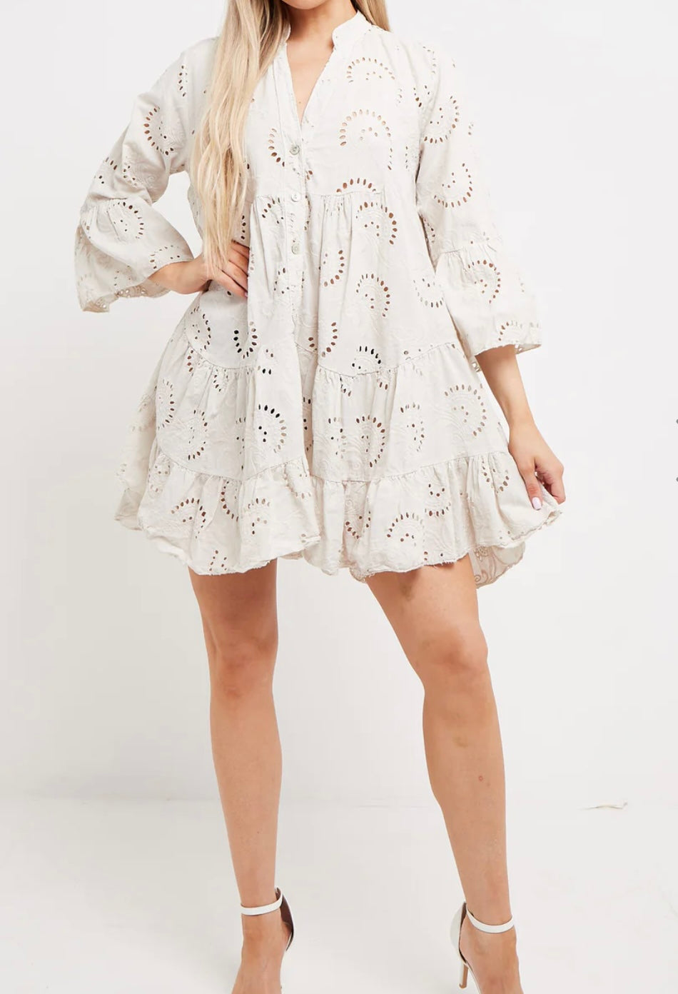 Simone Broderie Anglaise Mini Smock Dress