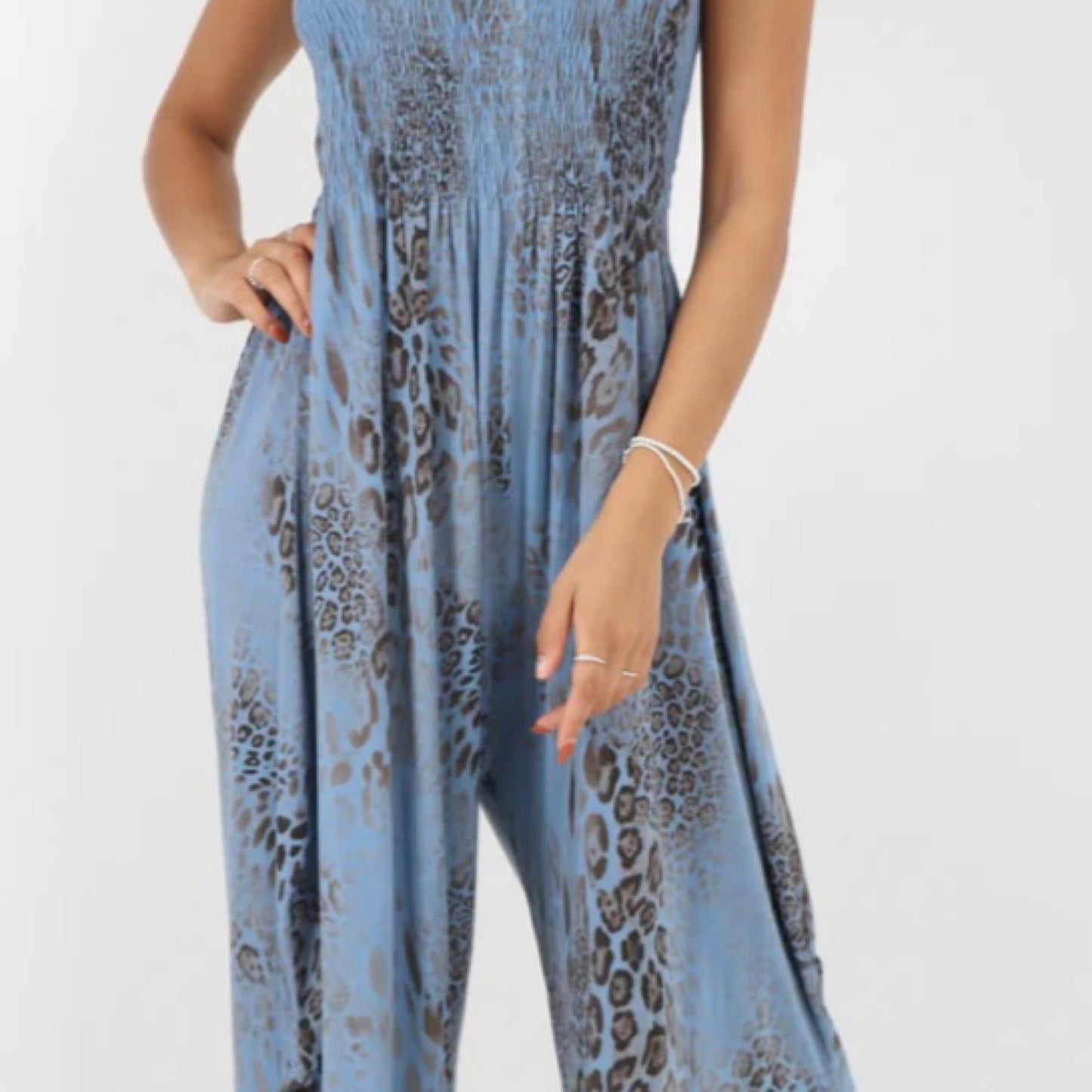 Shona - Blue Snake Animal Print Bandeau Jumpsuit