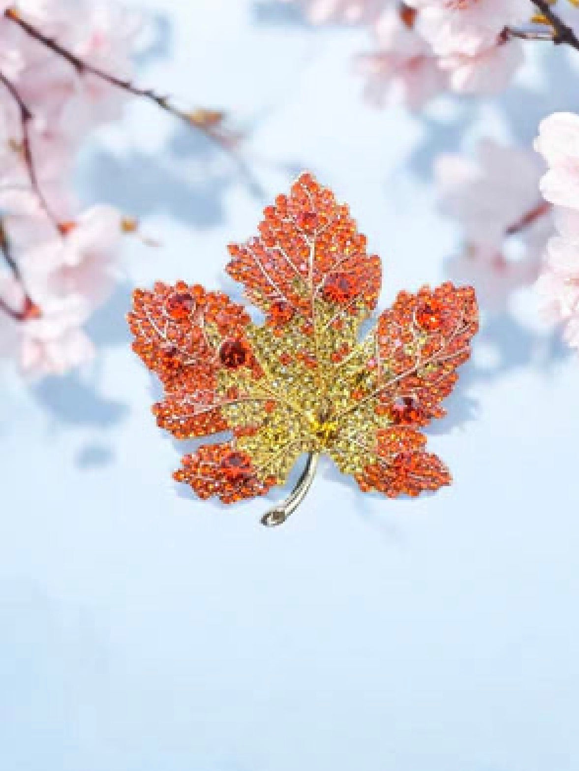 Jewelled Maple Leaf Brooch