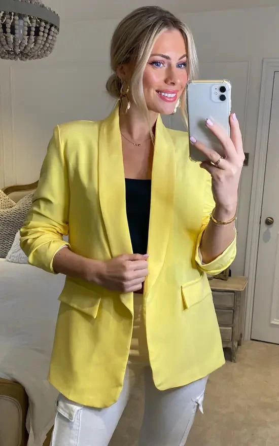 Italian Ruched Sleeve Blazer