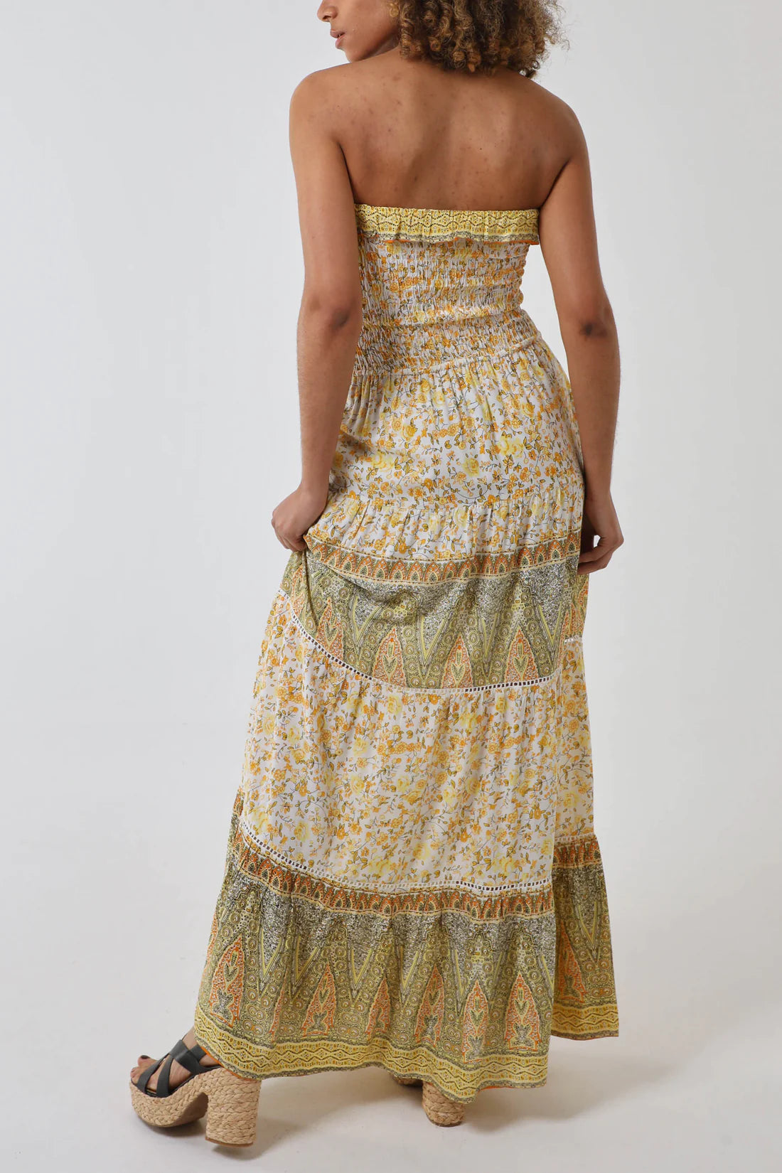 Yasmin - Bandeau Floral & Shell Maxi Dress