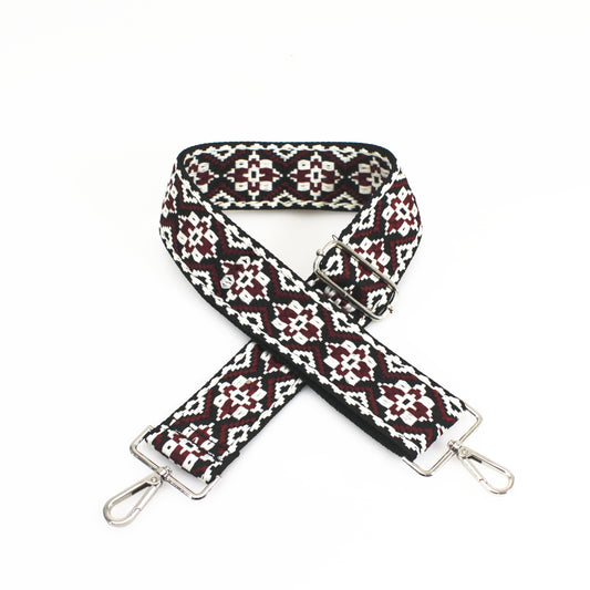 Canvas Strap - Black Red Aztec print