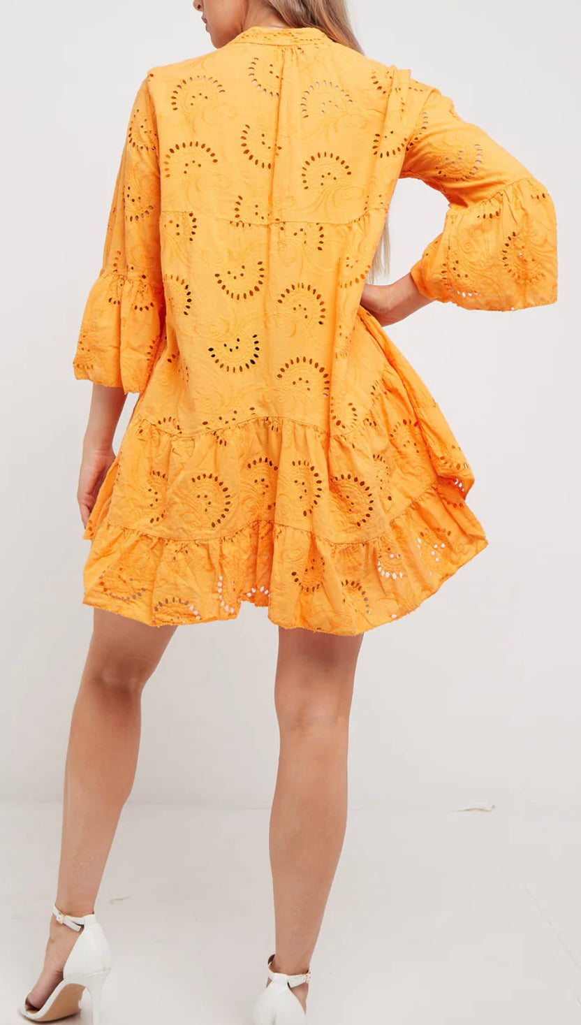 Simone Broderie Anglaise Mini Smock Dress