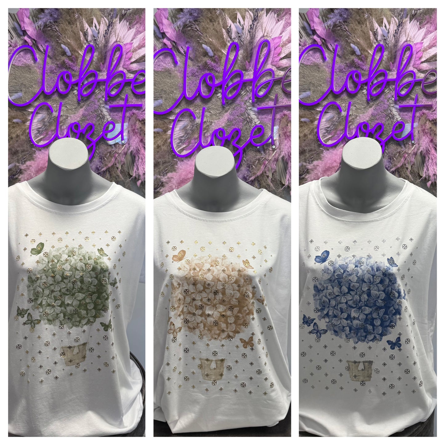 Butterfly Hot Air Balloon Cotton T-shirt Top