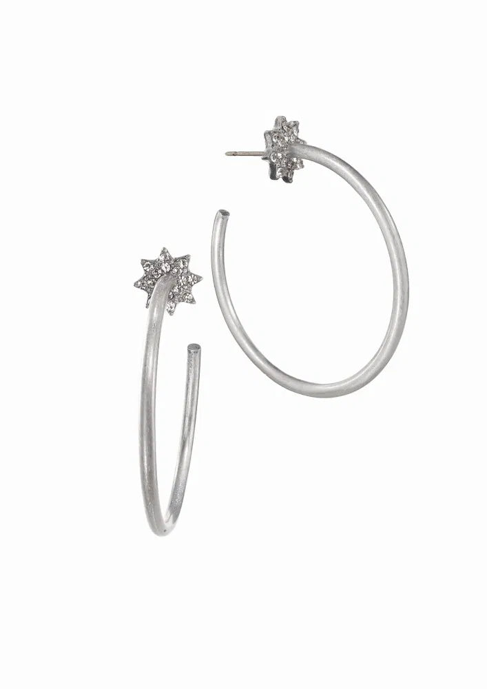Comet Tail Stud/Hoops / 44mm - Worn Silver