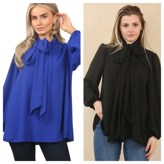 The Amy Bow Tie Neck Blouse
