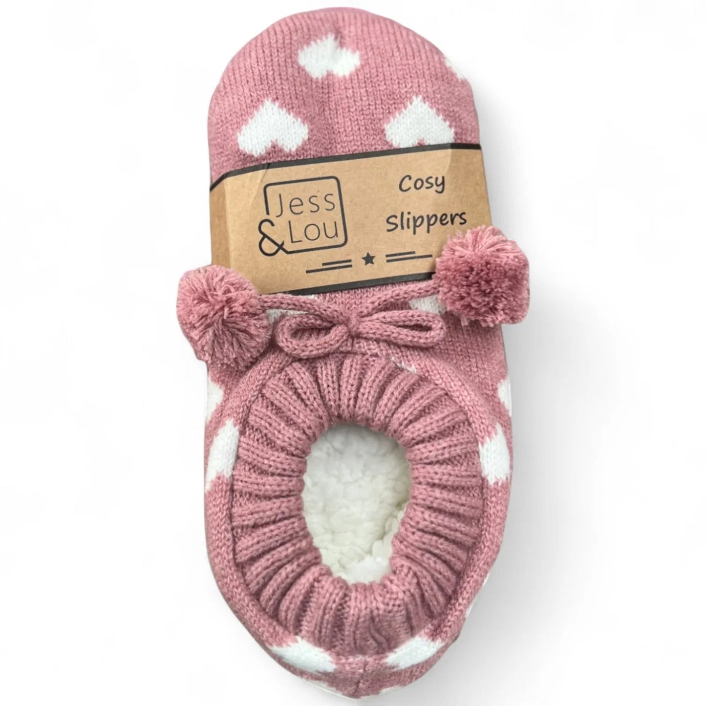 Jess & Lou White Heart Cosy Slippers