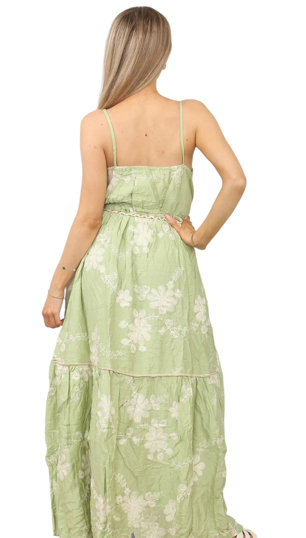 Cami Embroidered Tie Up Maxi Dress
