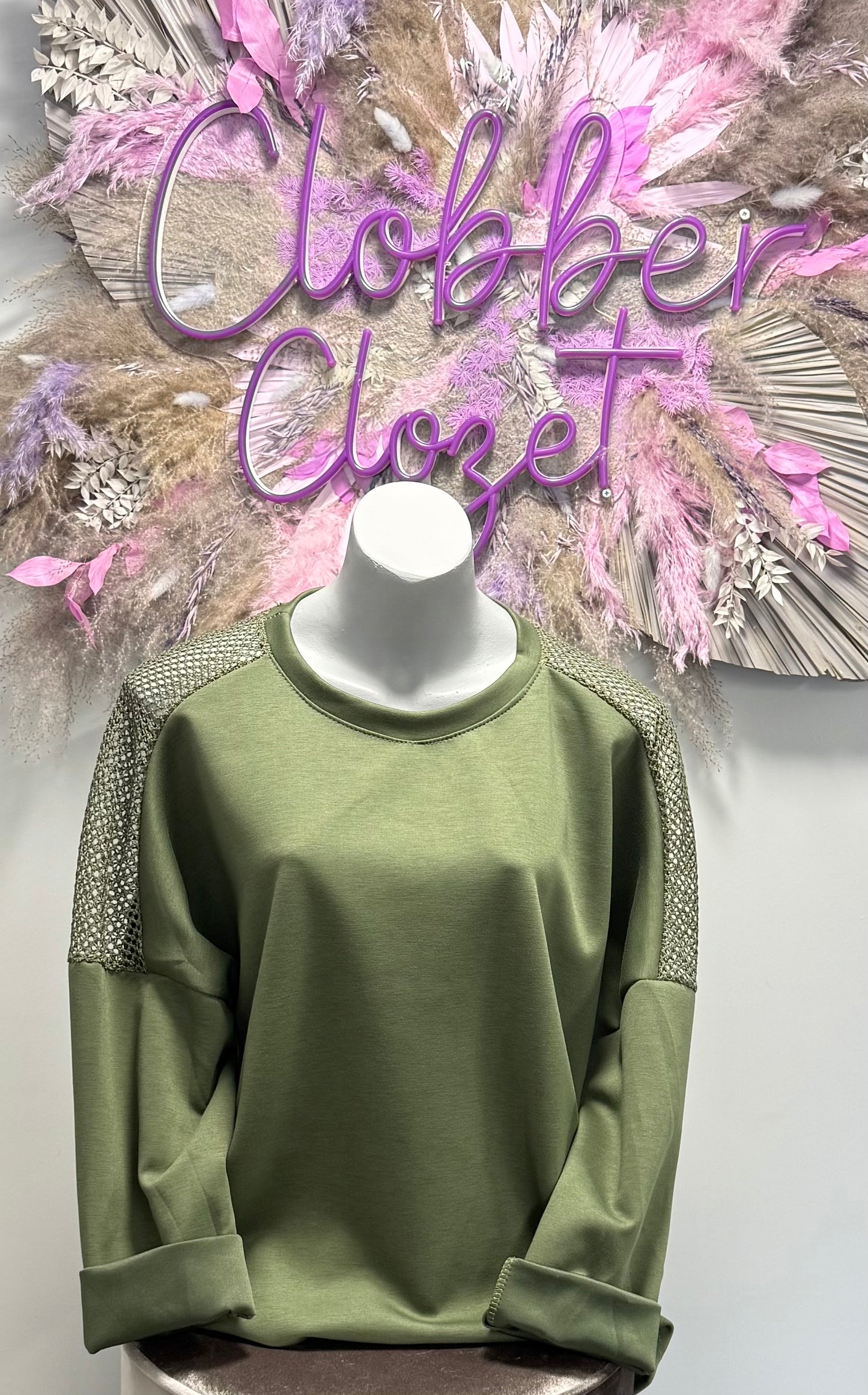 Italian Plain Mesh Textured Oversize Top