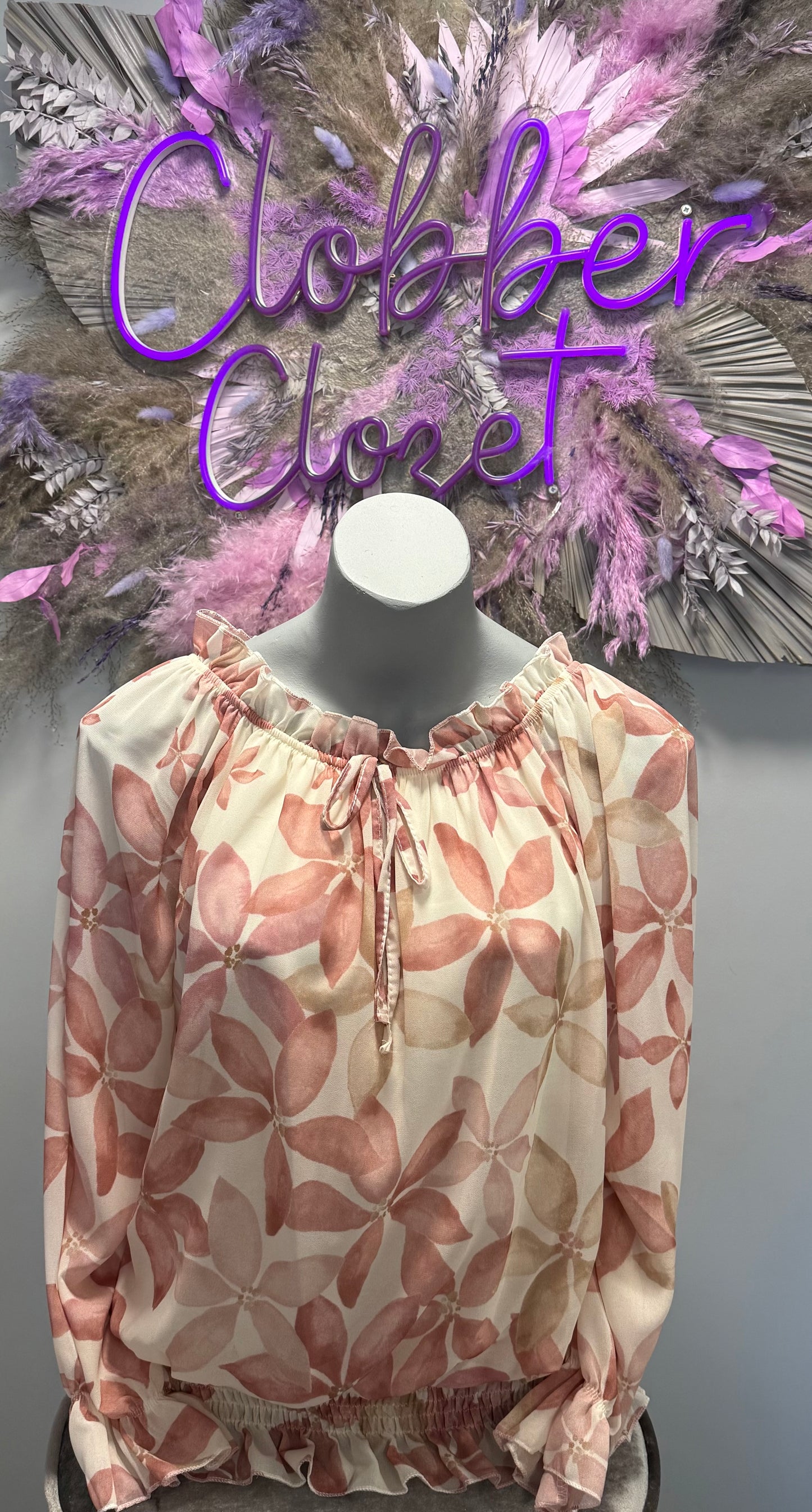 Floral Bardot Ruffle Blouse