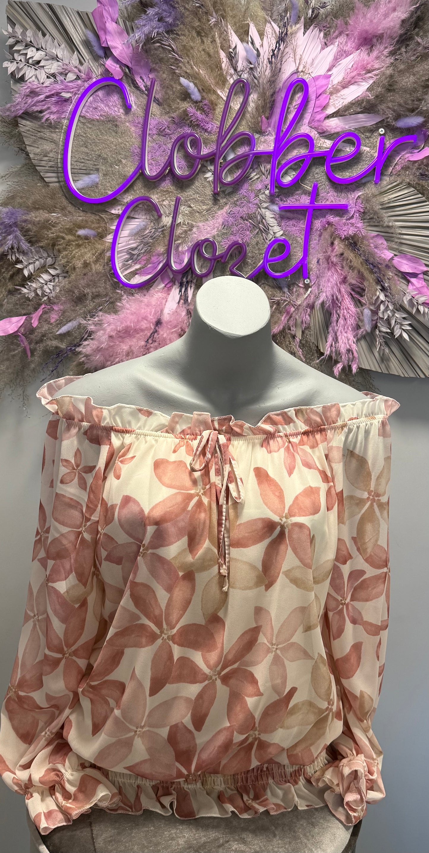 Floral Bardot Ruffle Blouse