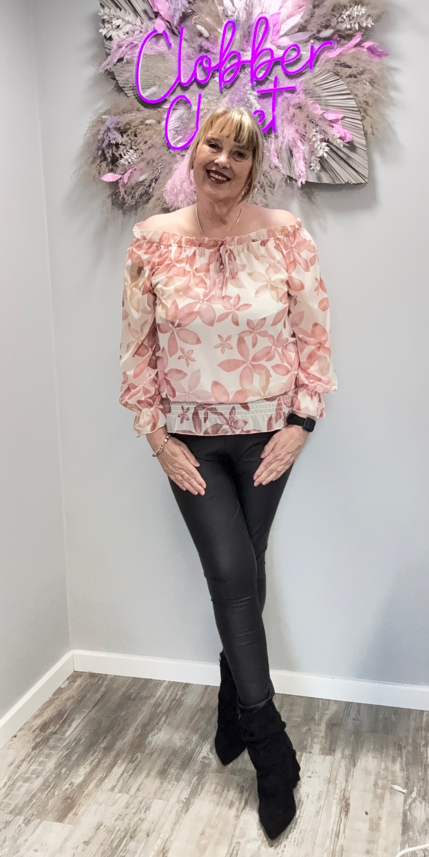 Floral Bardot Ruffle Blouse