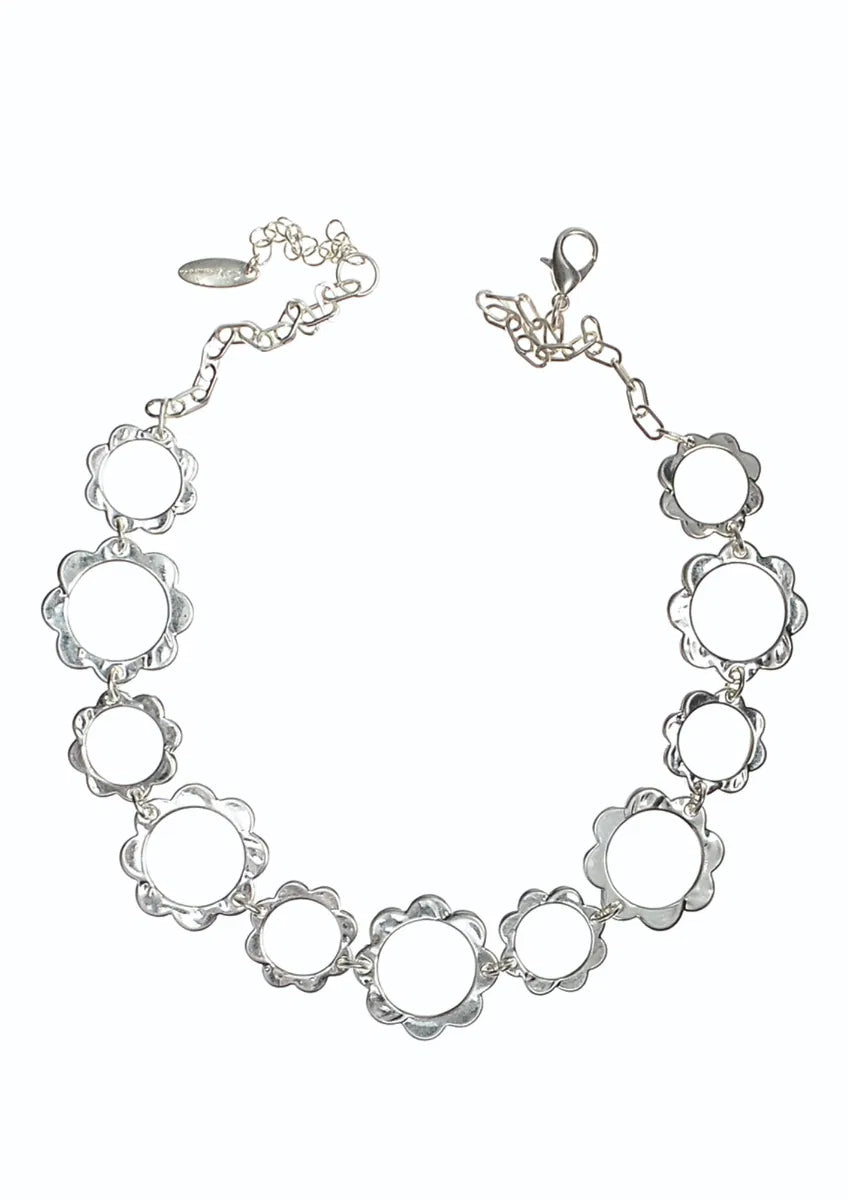 Flower Power Frame Links - Worn Silver