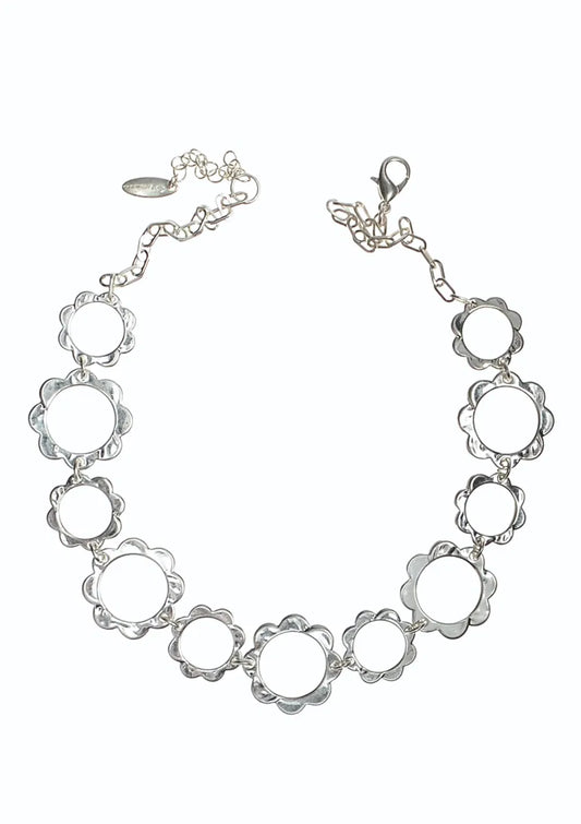 Flower Power Frame Links - Worn Silver
