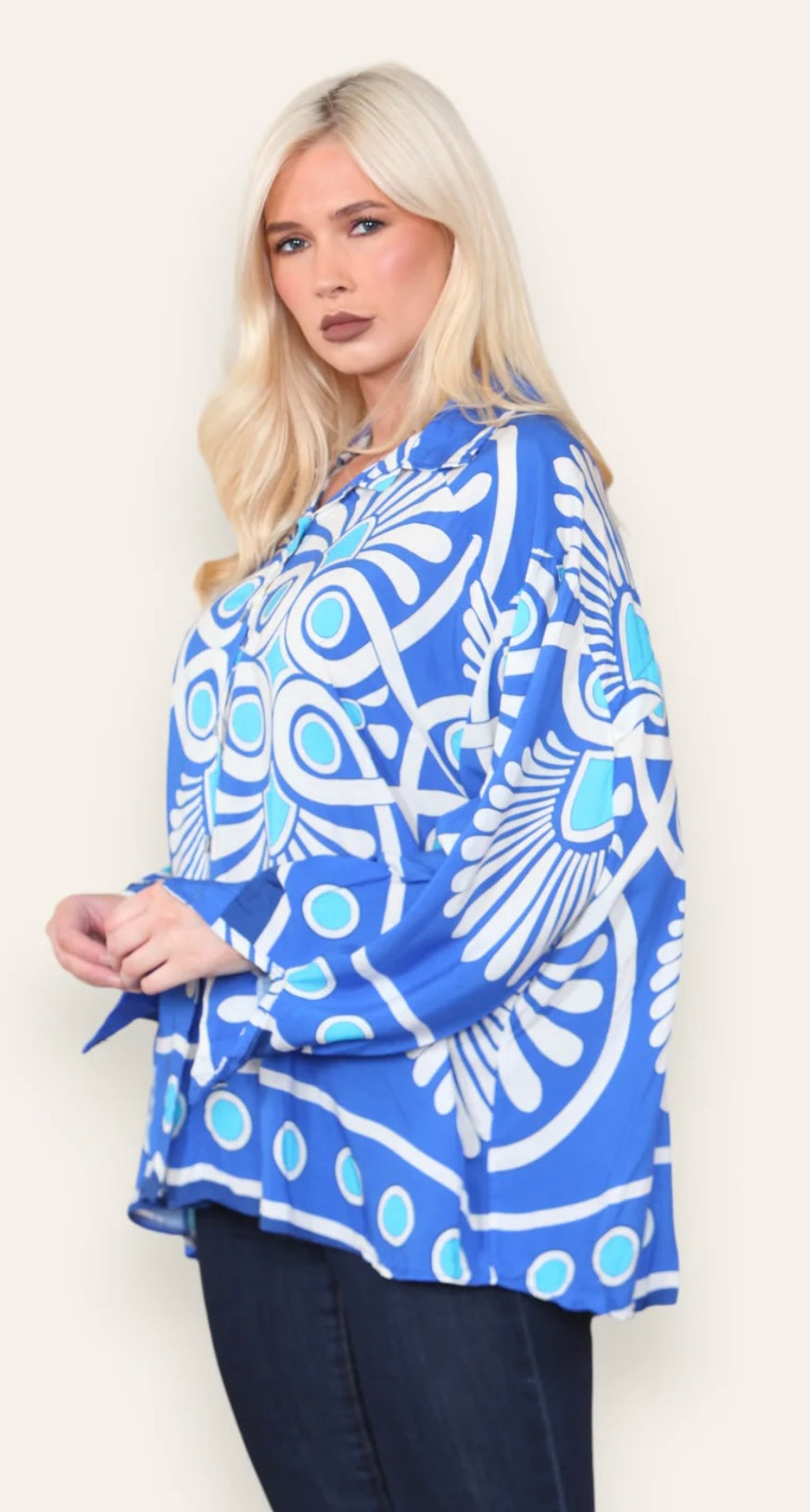 Lana - Italian Patterned Oversized Shirt