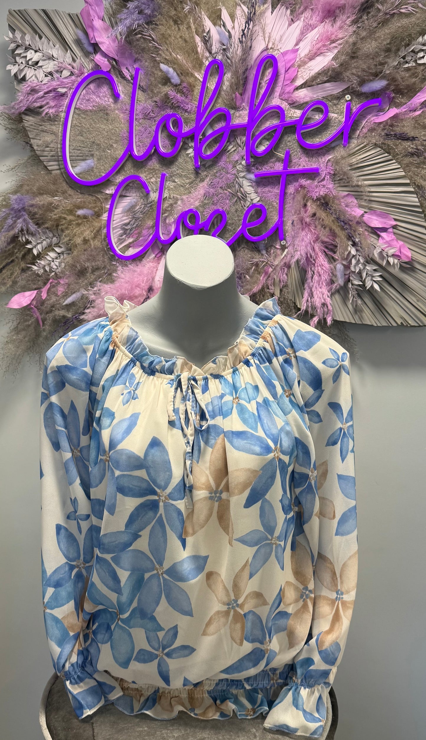 Floral Bardot Ruffle Blouse