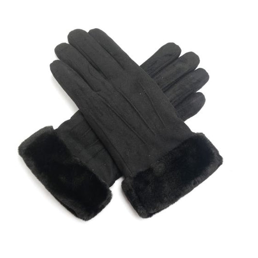 Black Faux Fur Cuff Gloves