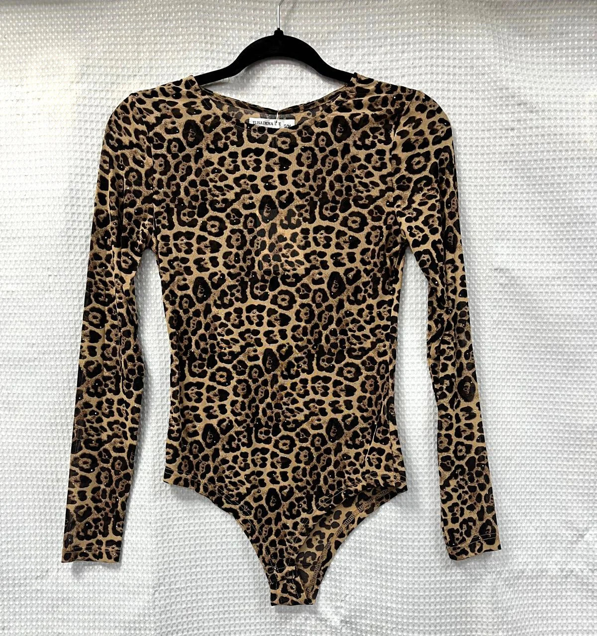 Leopard Print Diamante Velour Sequin Body Suit