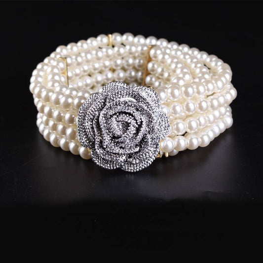 Crystals rose buckle starchy belt in Ivory