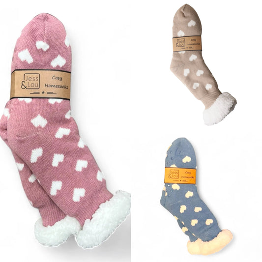 Jess & Lou Heart Super Cosy Lined Socks