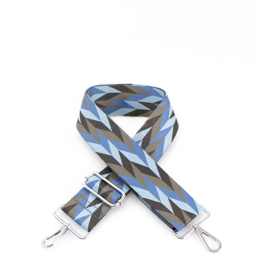 Canvas Strap - Blue Herringbone Print
