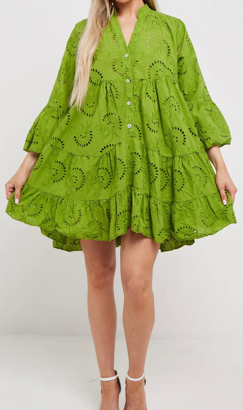 Simone Broderie Anglaise Mini Smock Dress