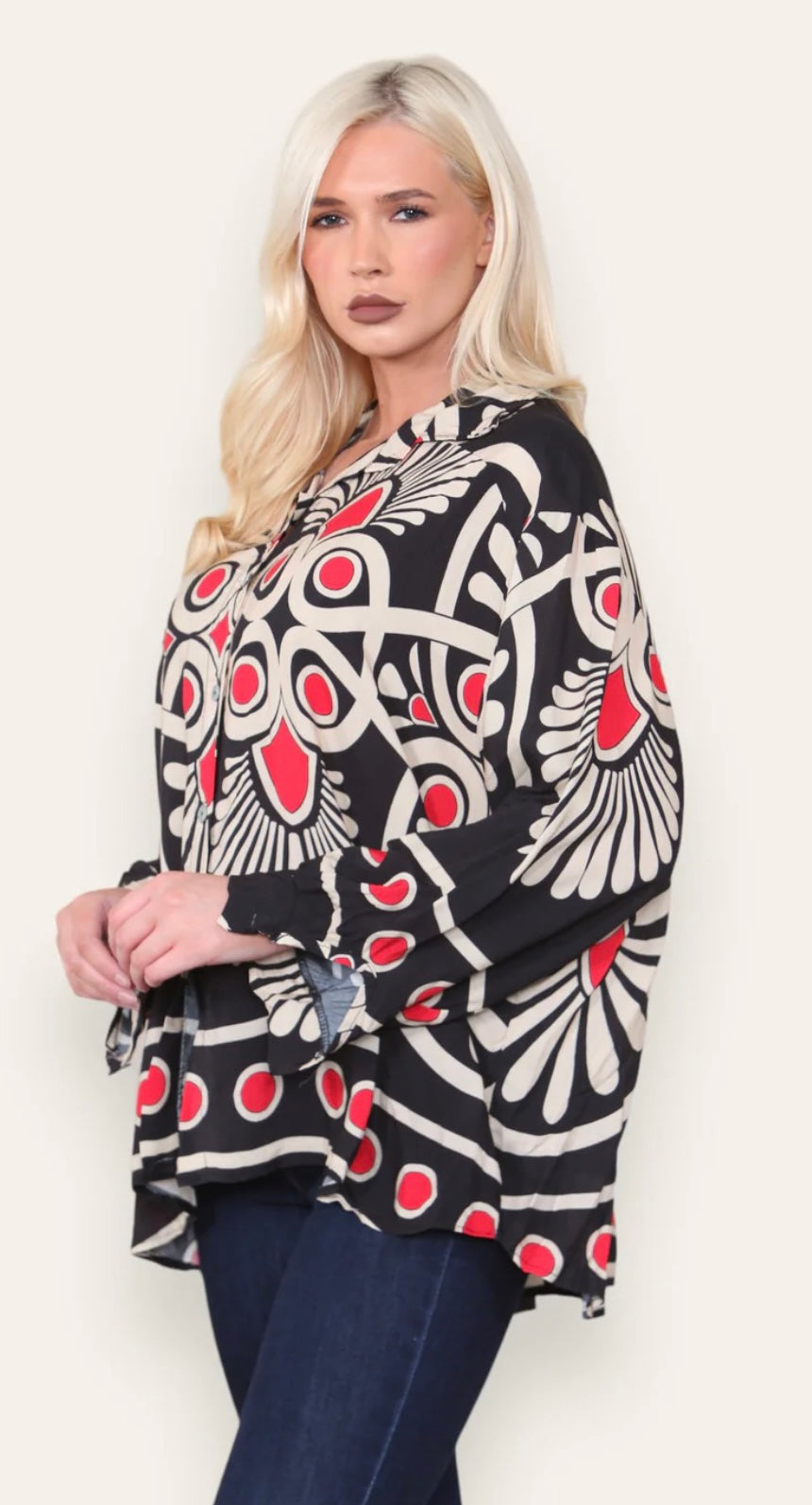 Lana - Italian Patterned Oversized Shirt