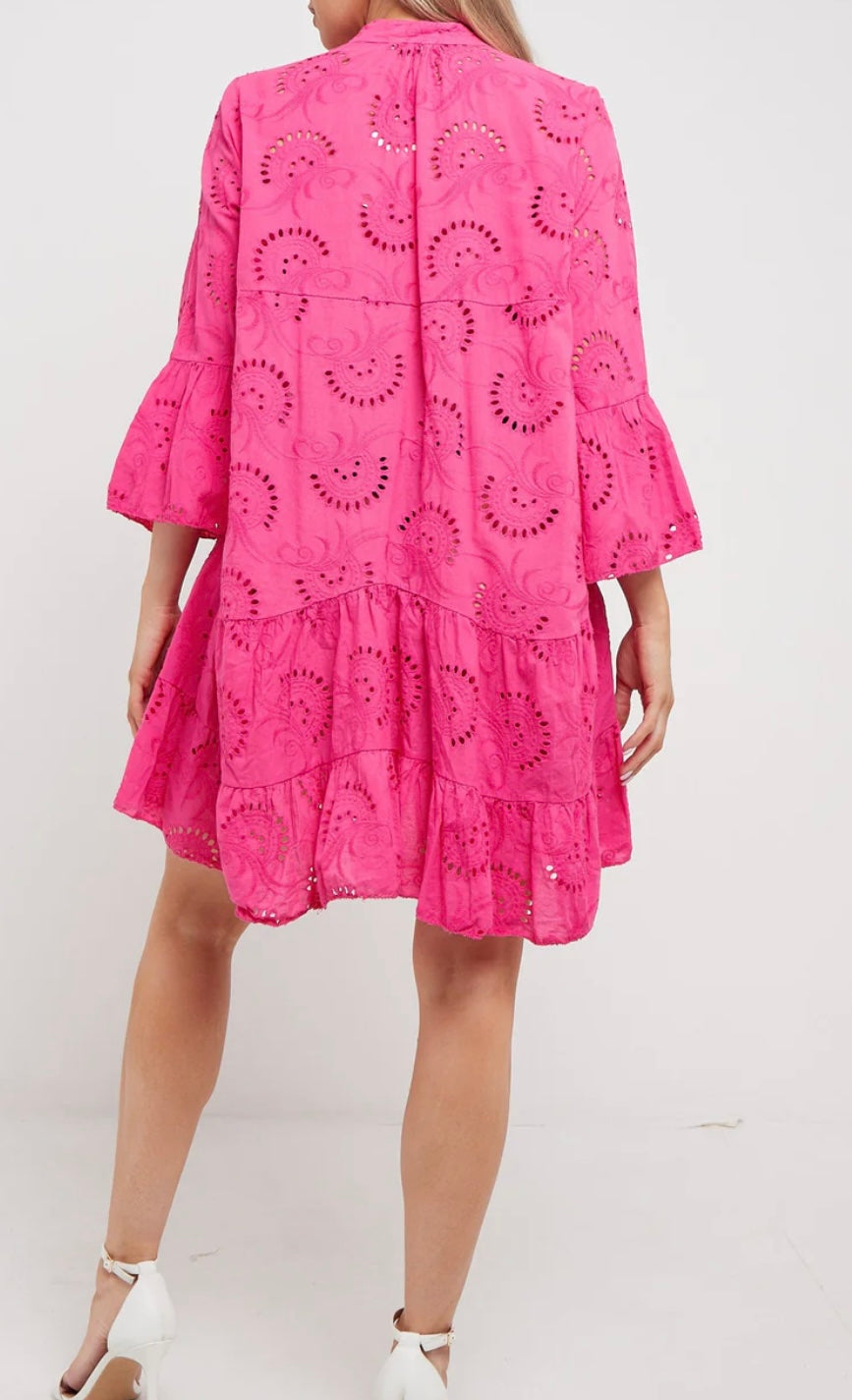 Simone Broderie Anglaise Mini Smock Dress