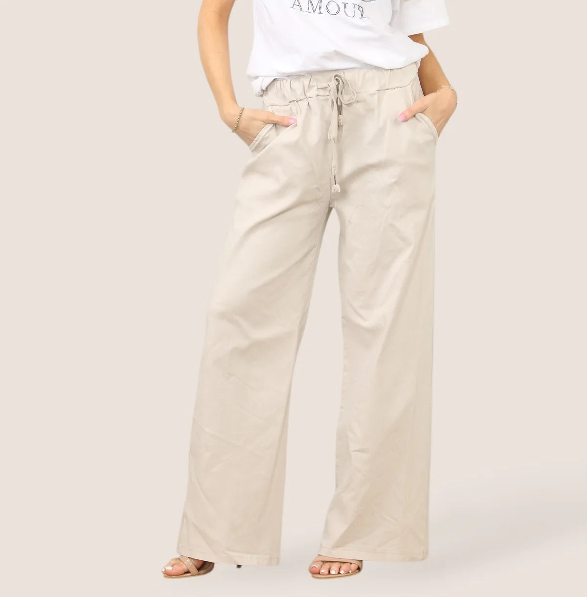 Plain Wide Leg Stretch Magic Trousers