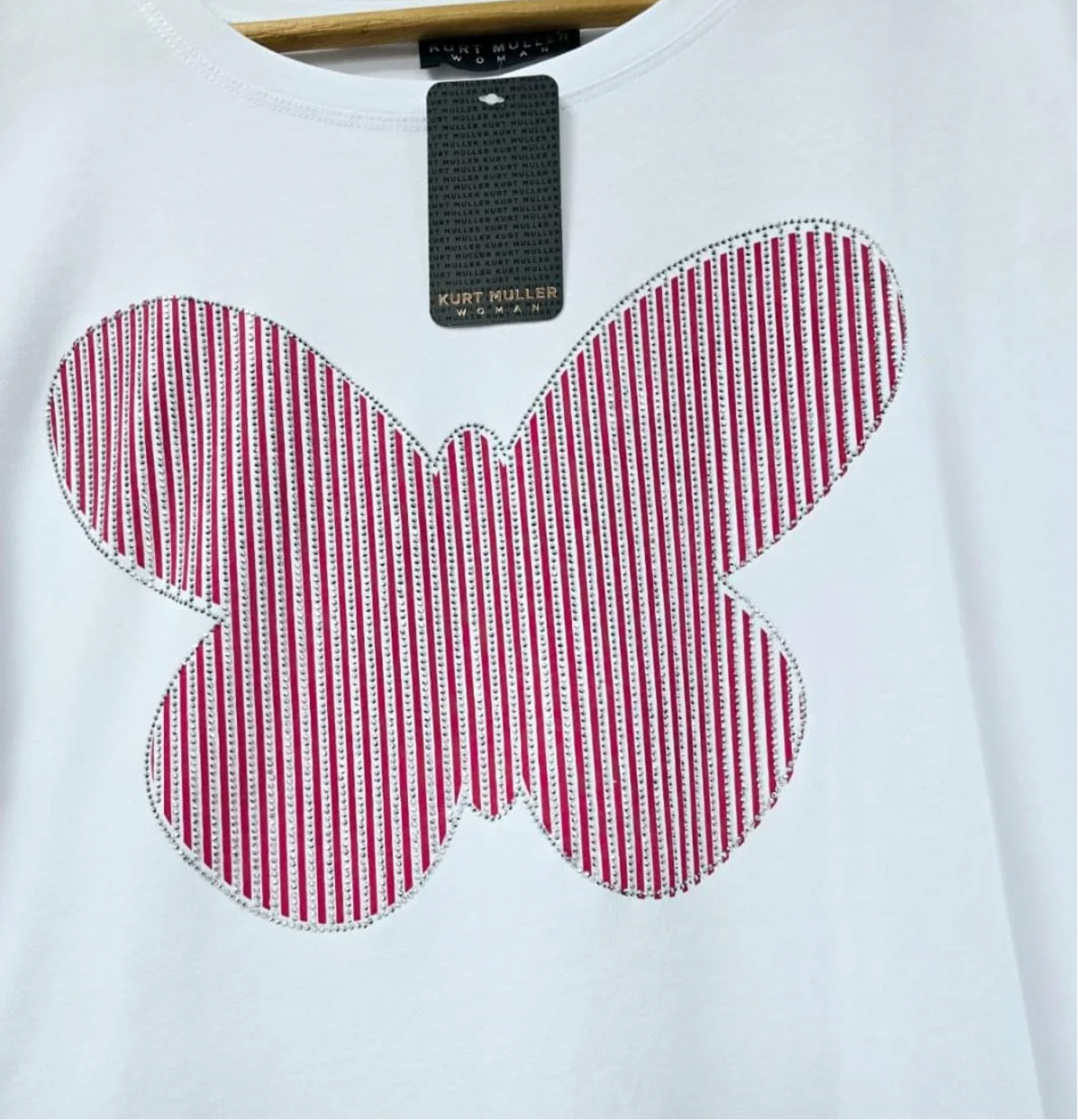Bria - Diamante Butterfly Cotton Italian T-Shirt