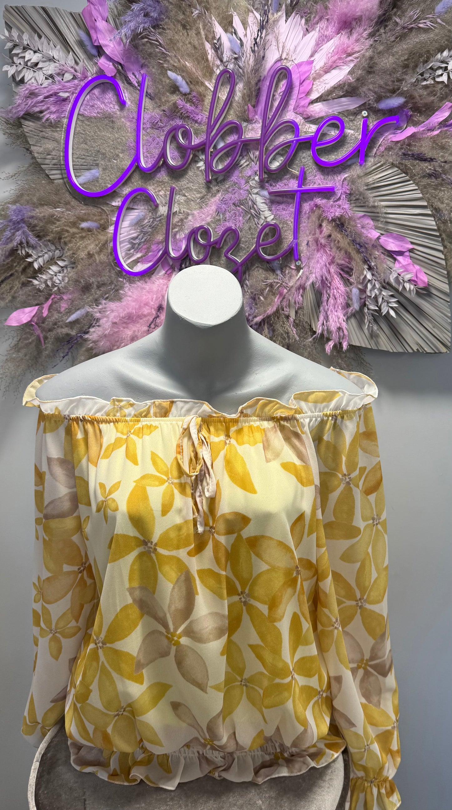 Floral Bardot Ruffle Blouse