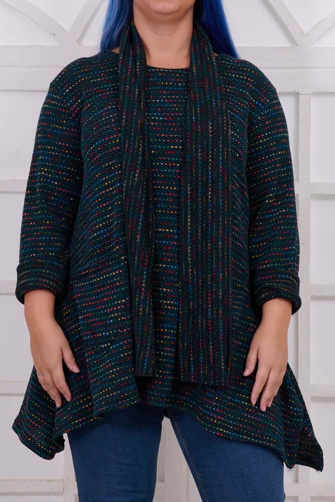 Italian Multi Stripe Pattern With Scarf Jumper