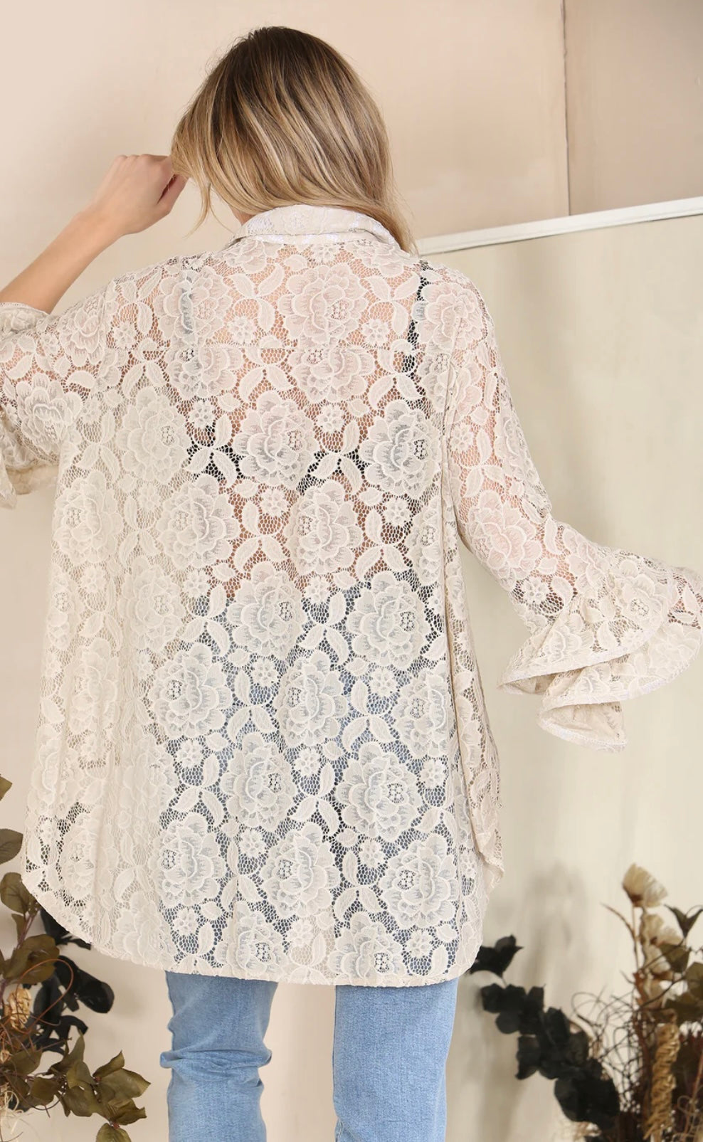 Izzy Lace Italian Rara Ruffle Sleeve Shirt