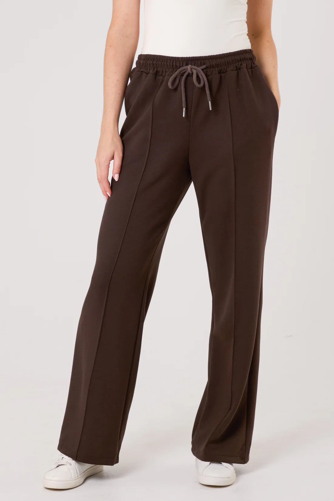 Drawstring Crease Front Sweat Trousers
