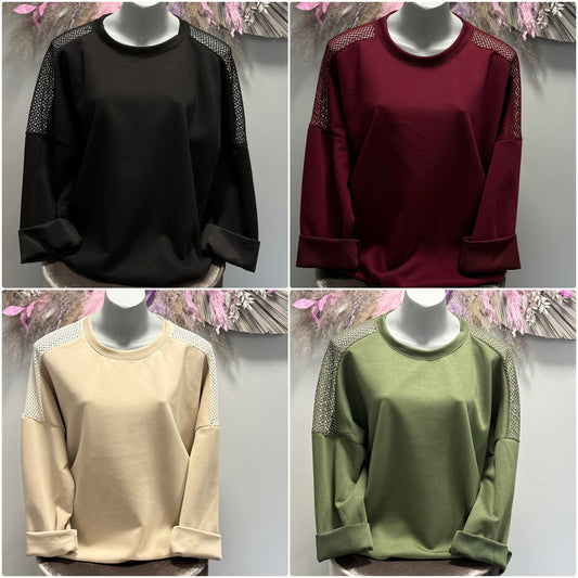 Italian Plain Mesh Textured Oversize Top