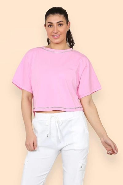 Catalina - Crystal Neck Diamanté Embellished T-Shirt
