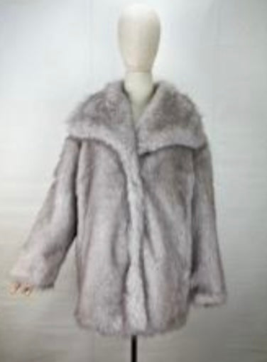 Luxury Faux Fur Coat in Grey